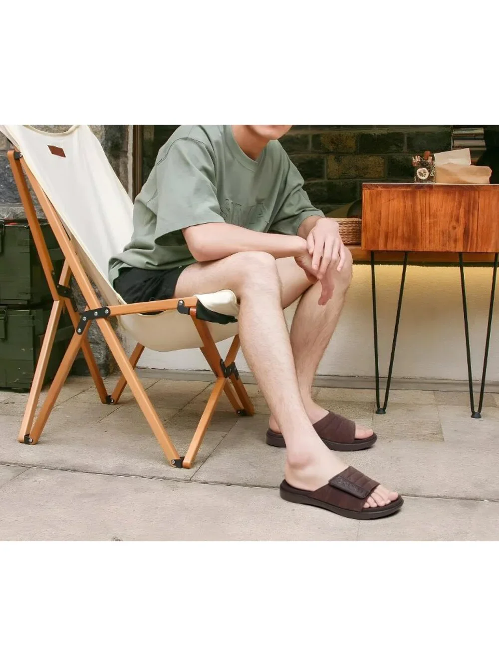 Men's Brown Adjustable Orthotic Plantar Fasciitis Open Toe Athletic Sandal Shoes